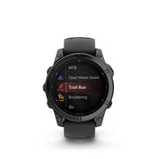 Garmin, fenix E AMOLED 47mm, Watch, Watch Color: Slate Grey, Wristband: Black - Silicone