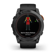 Garmin, fenix 7X Pro Solar, Glass, Watch, Watch Color: Slate Grey, Wristband: Black - Silicone