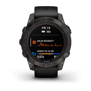 Garmin, fenix 7 Pro Sapphire Solar, Watch, Watch Color: Titanium, Wristband: Fog Grey/ Ember Orange - Silicone