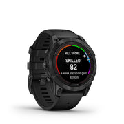 Garmin, fenix 7 Pro Solar, Glass, Watch, Watch Color: Slate Grey, Wristband: Black - Silicone