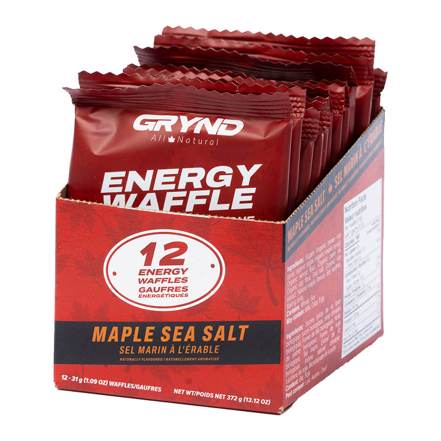 Grynd Energy, Maple Waffle, Bars, Maple Sea Salt, 12pcs
